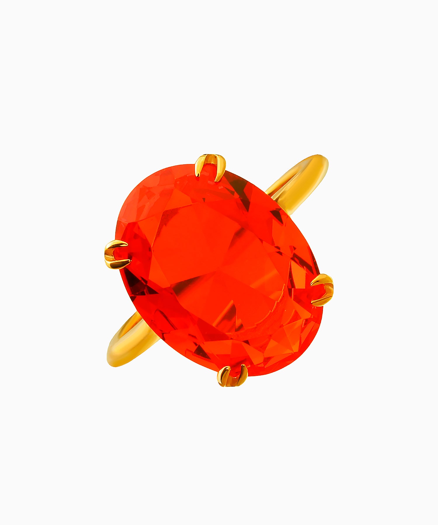 Gold-Plated Ring with Spessartine-Colored Crystal