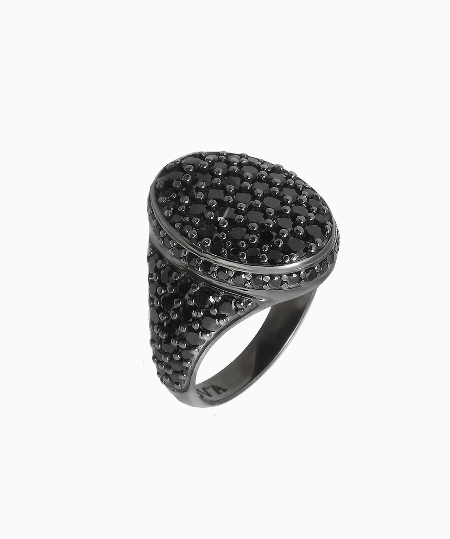 Silver Signet Ring with Black Spinel