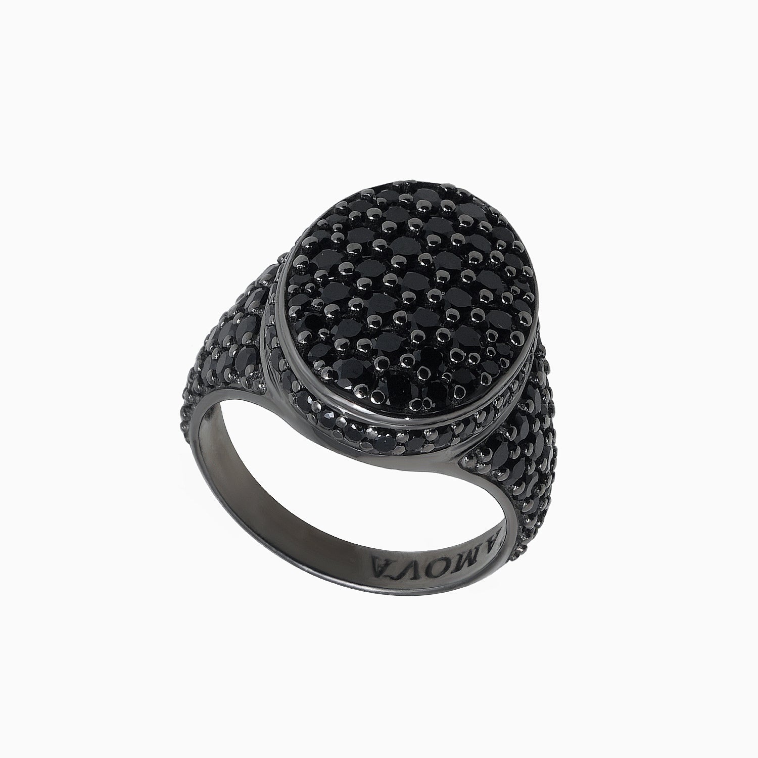 Silver Signet Ring with Black Spinel