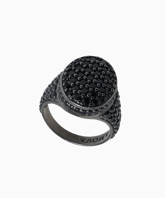 Silver Signet Ring with Black Spinel