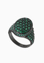 Sterling Silver Signet Ring with Green Nano Spinel