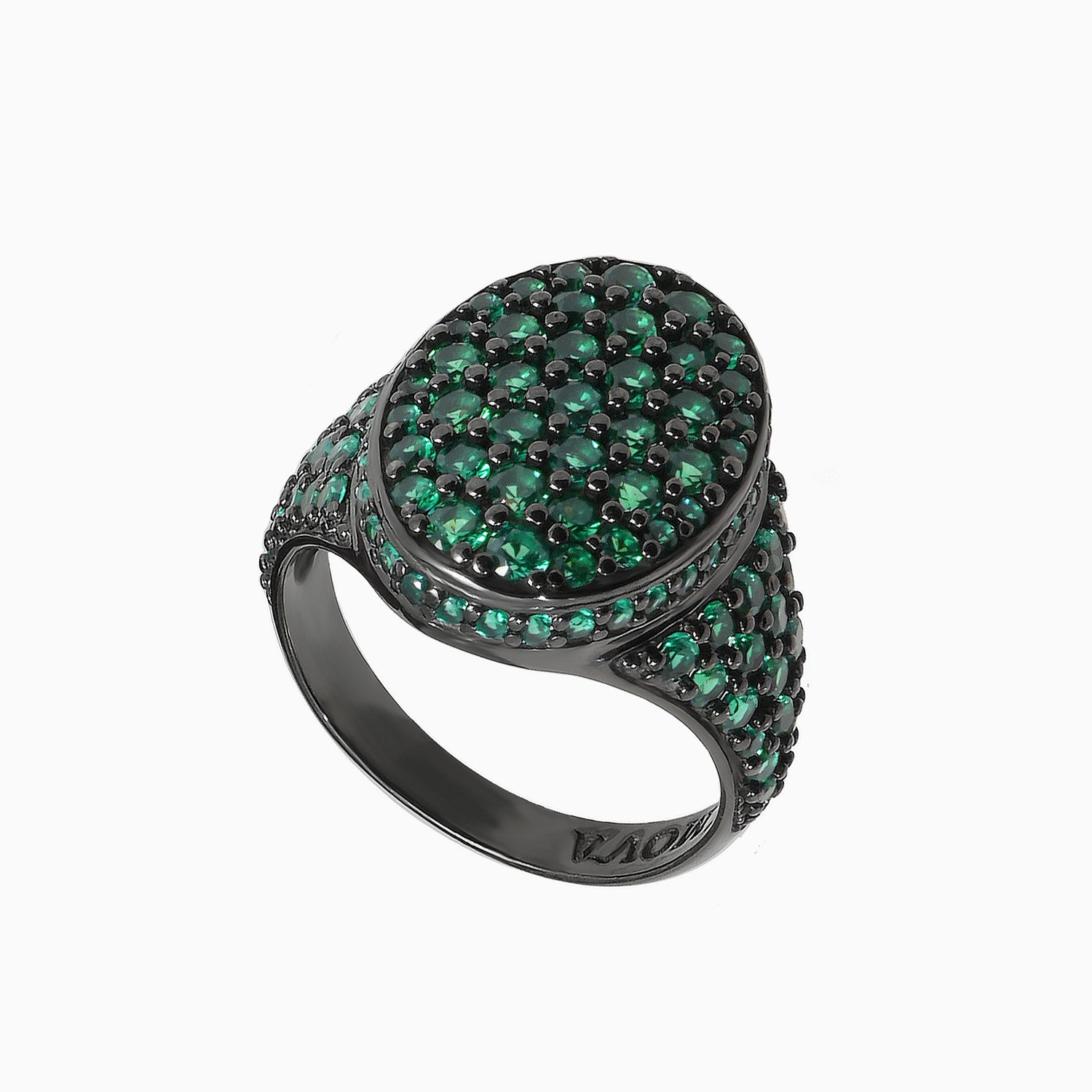 Sterling Silver Signet Ring with Green Nano Spinel