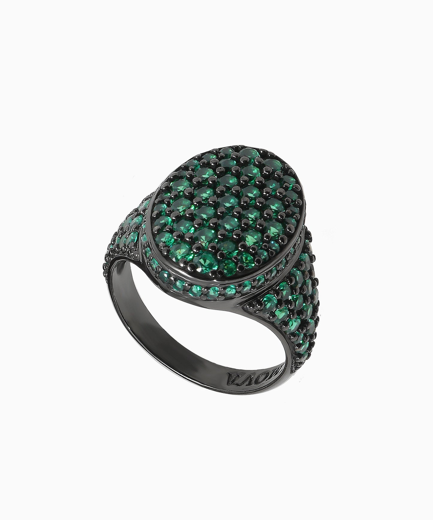 Sterling Silver Signet Ring with Green Nano Spinel
