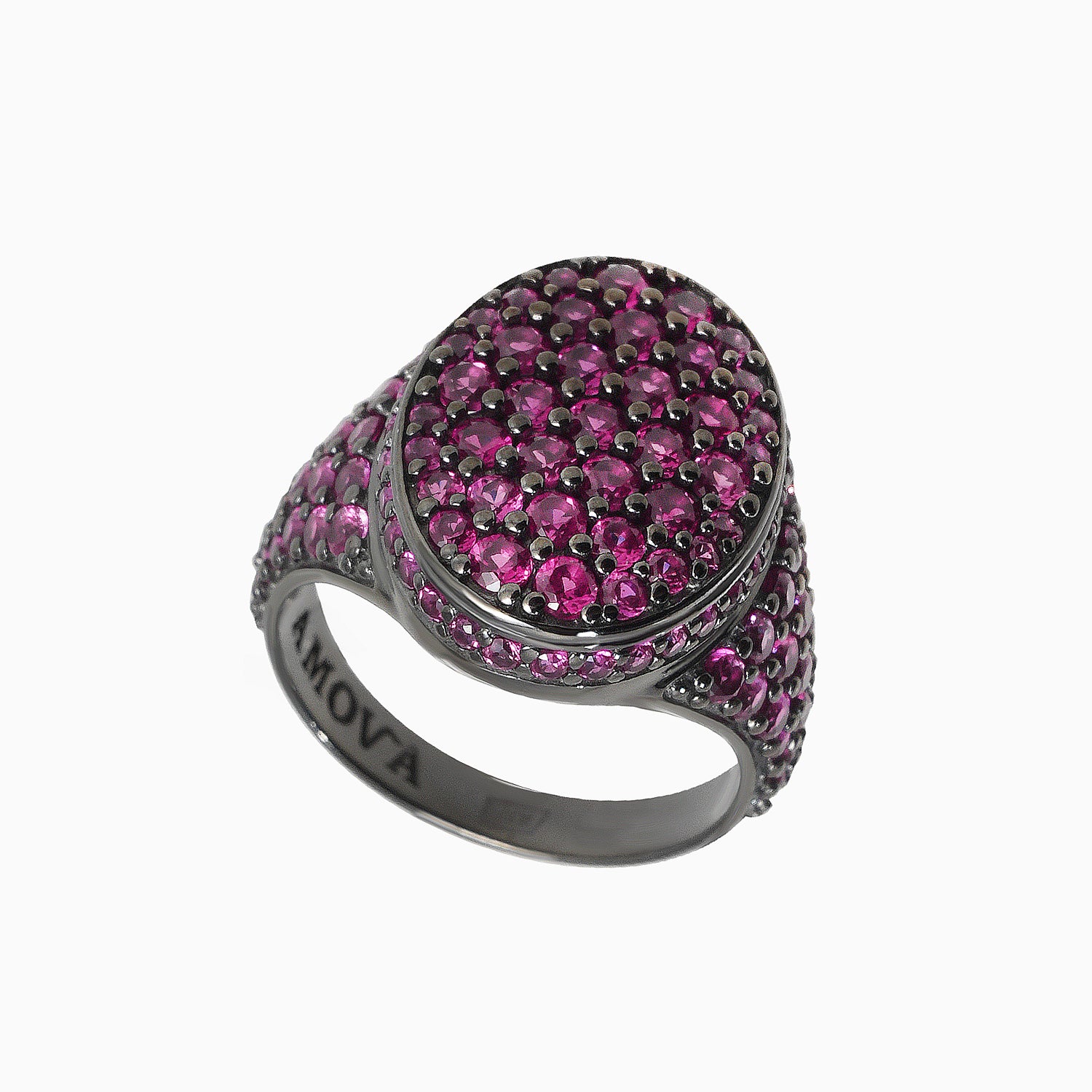 Silver Signet Ring with Red Corundum