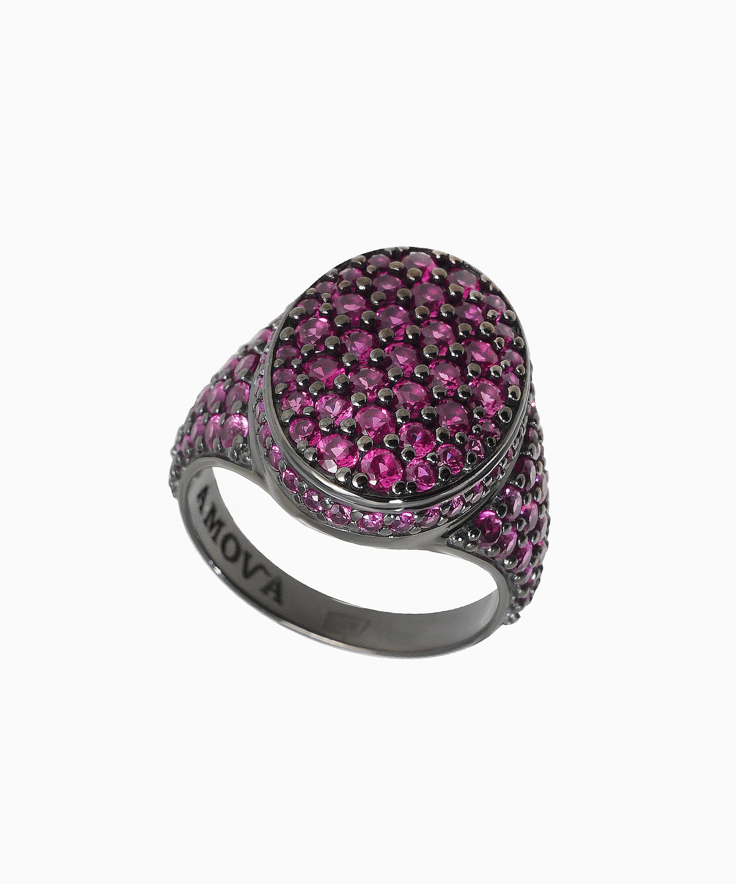 Silver Signet Ring with Red Corundum