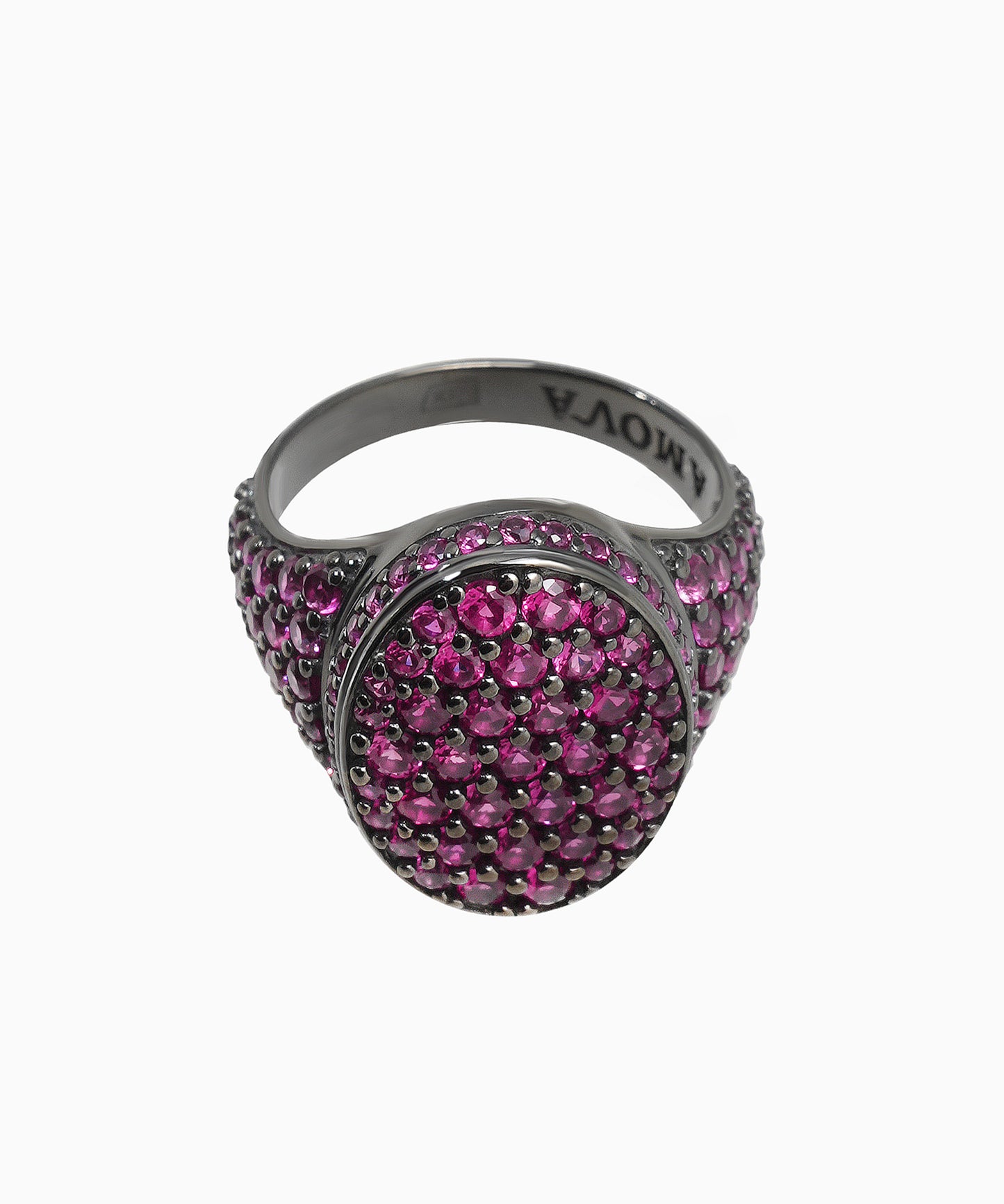 Silver Signet Ring with Red Corundum