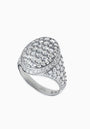 Silver Signet Ring with Clear Cubic Zirconia