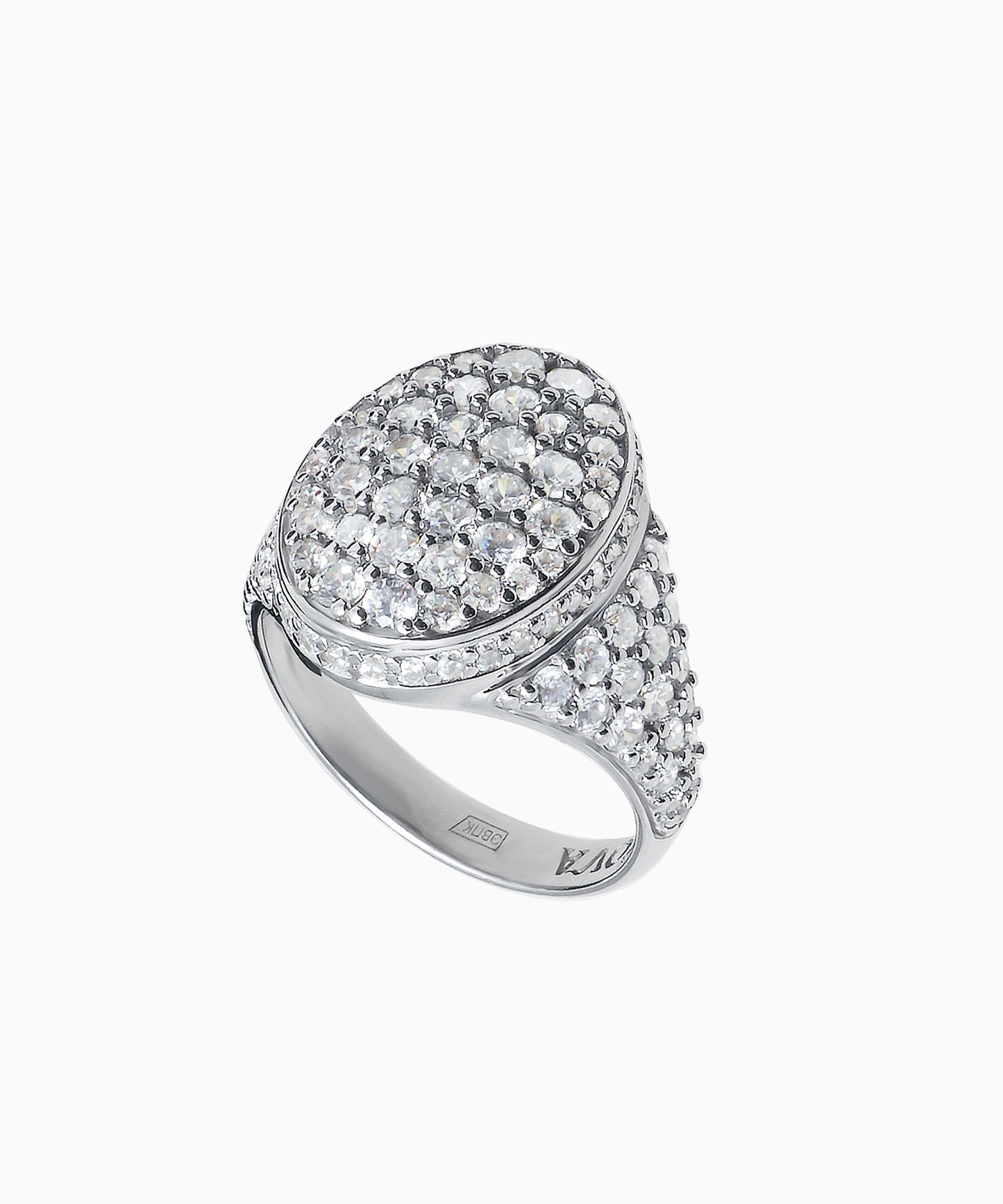 Silver Signet Ring with Clear Cubic Zirconia