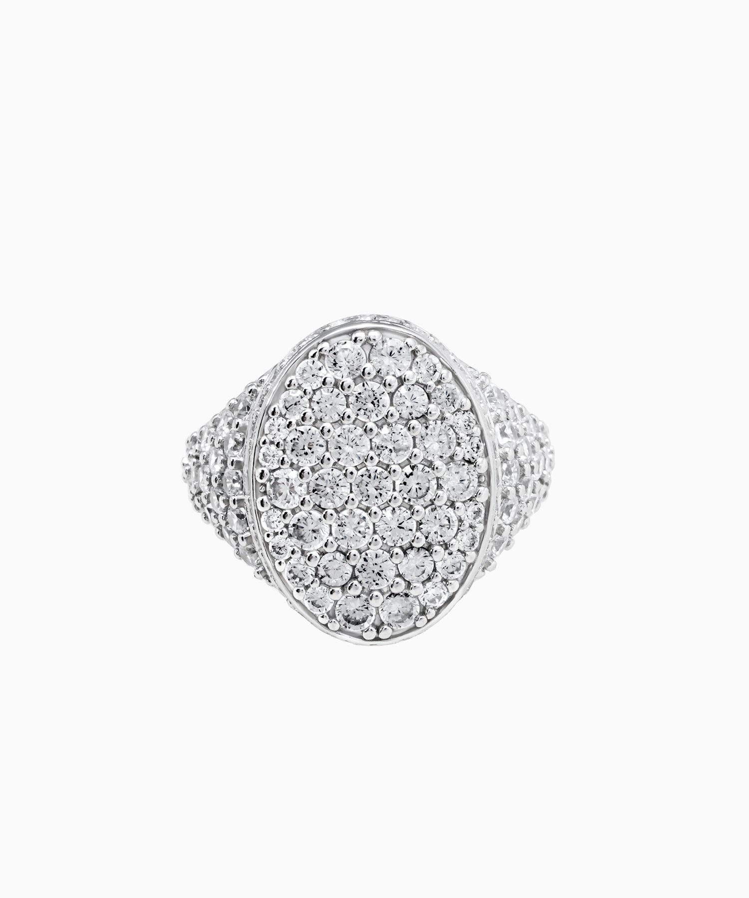 Silver Signet Ring with Clear Cubic Zirconia