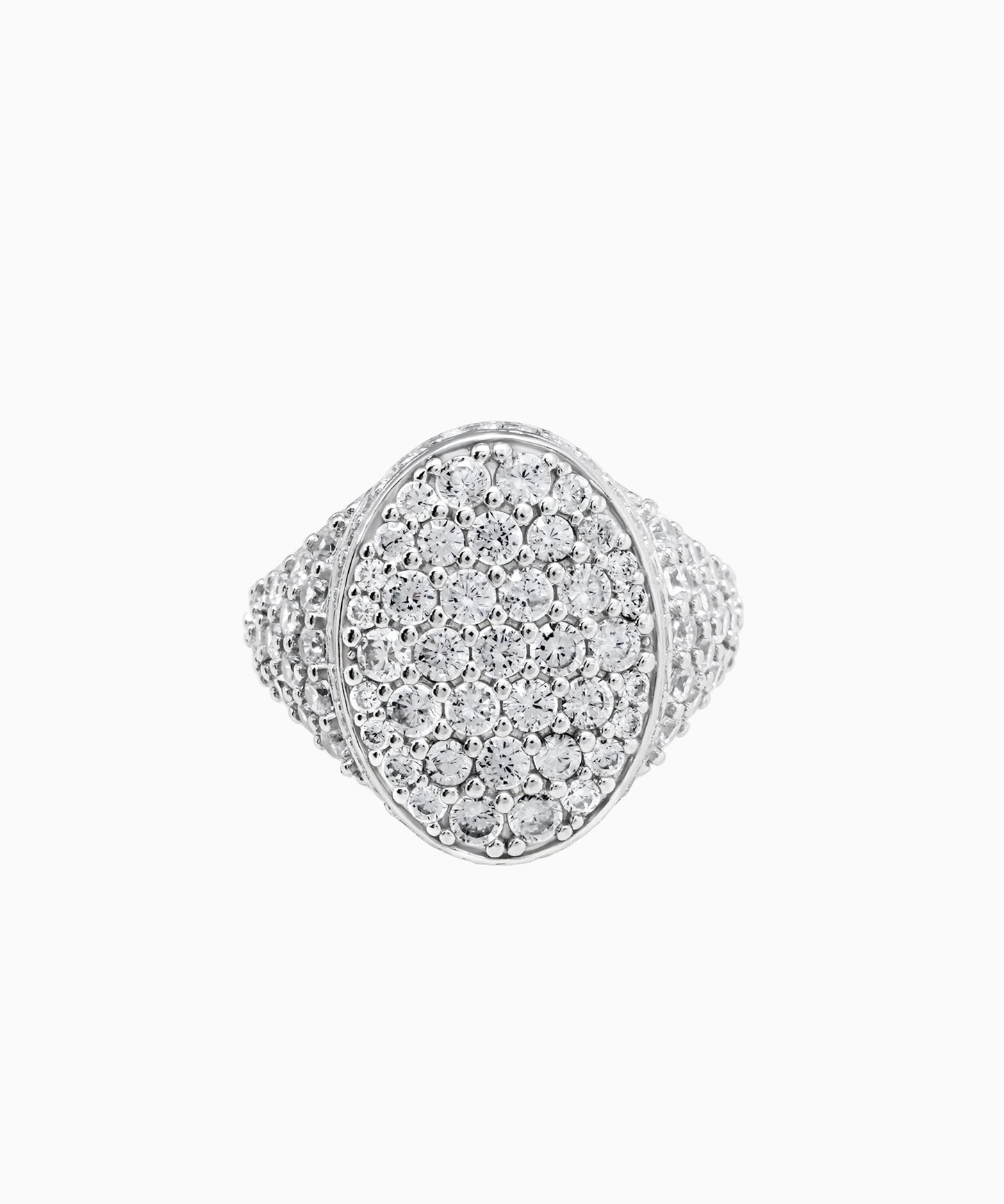 Silver Signet Ring with Clear Cubic Zirconia