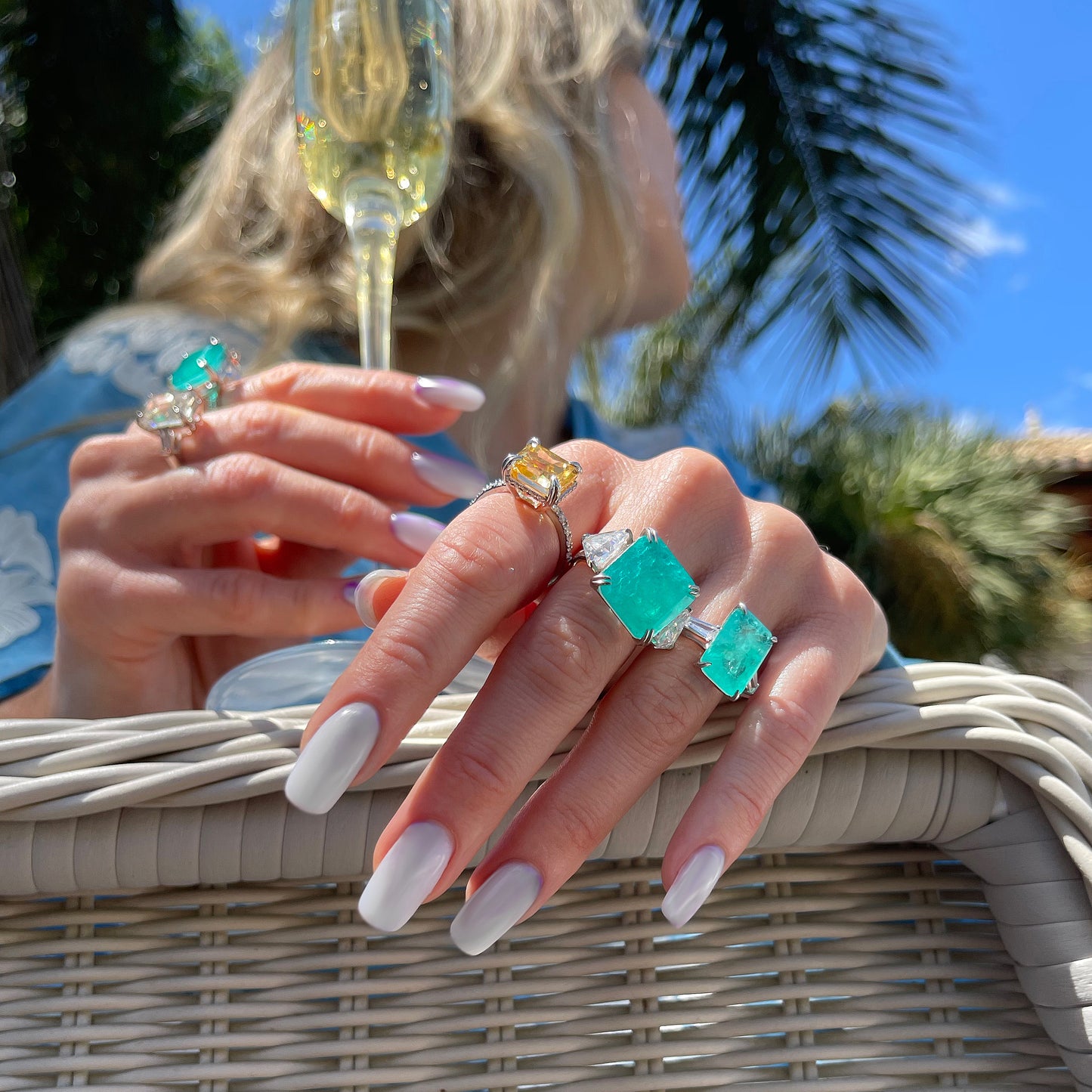 Tourmaline Quartz Silver Ring with with Cubic Zirconia Accents