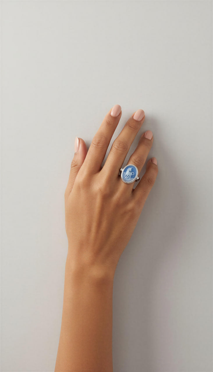 Gold-Plated Unicorn Cameo Ring