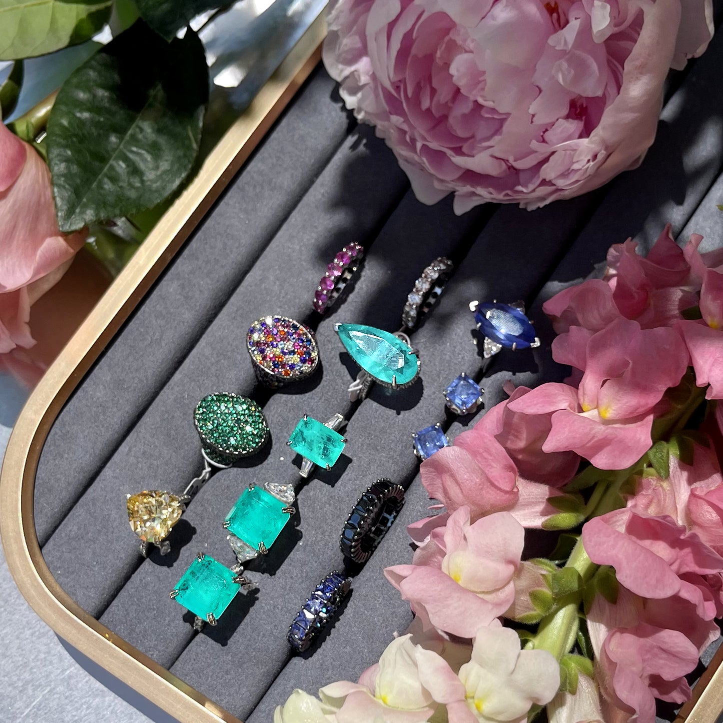 Tourmaline Quartz Silver Ring with with Cubic Zirconia Accents