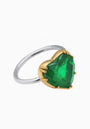 Emerald Quartz Heart Ring in Gold-Plated Sterling Silver