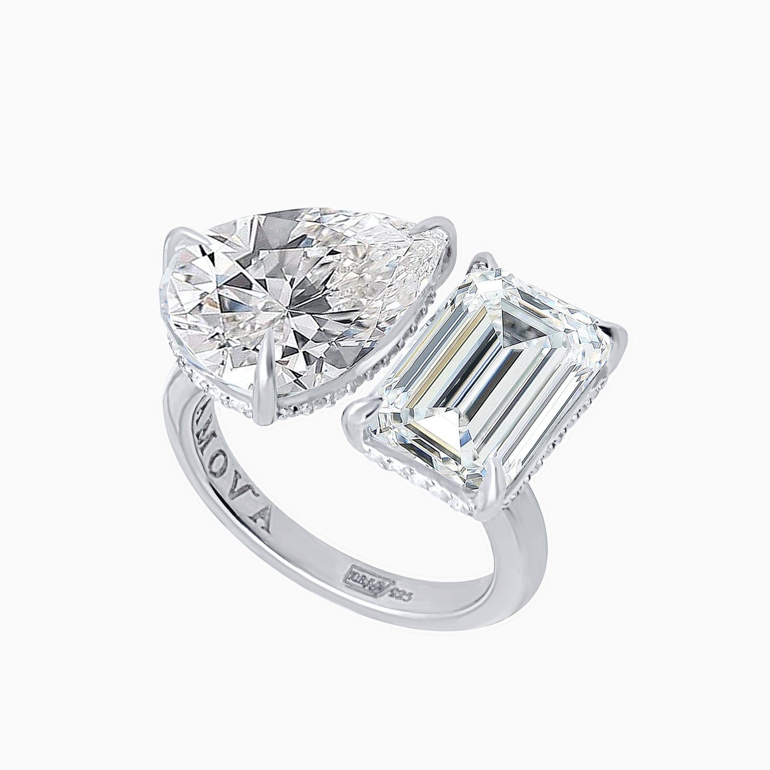 Asymmetric Clear Fabulite Silver Ring