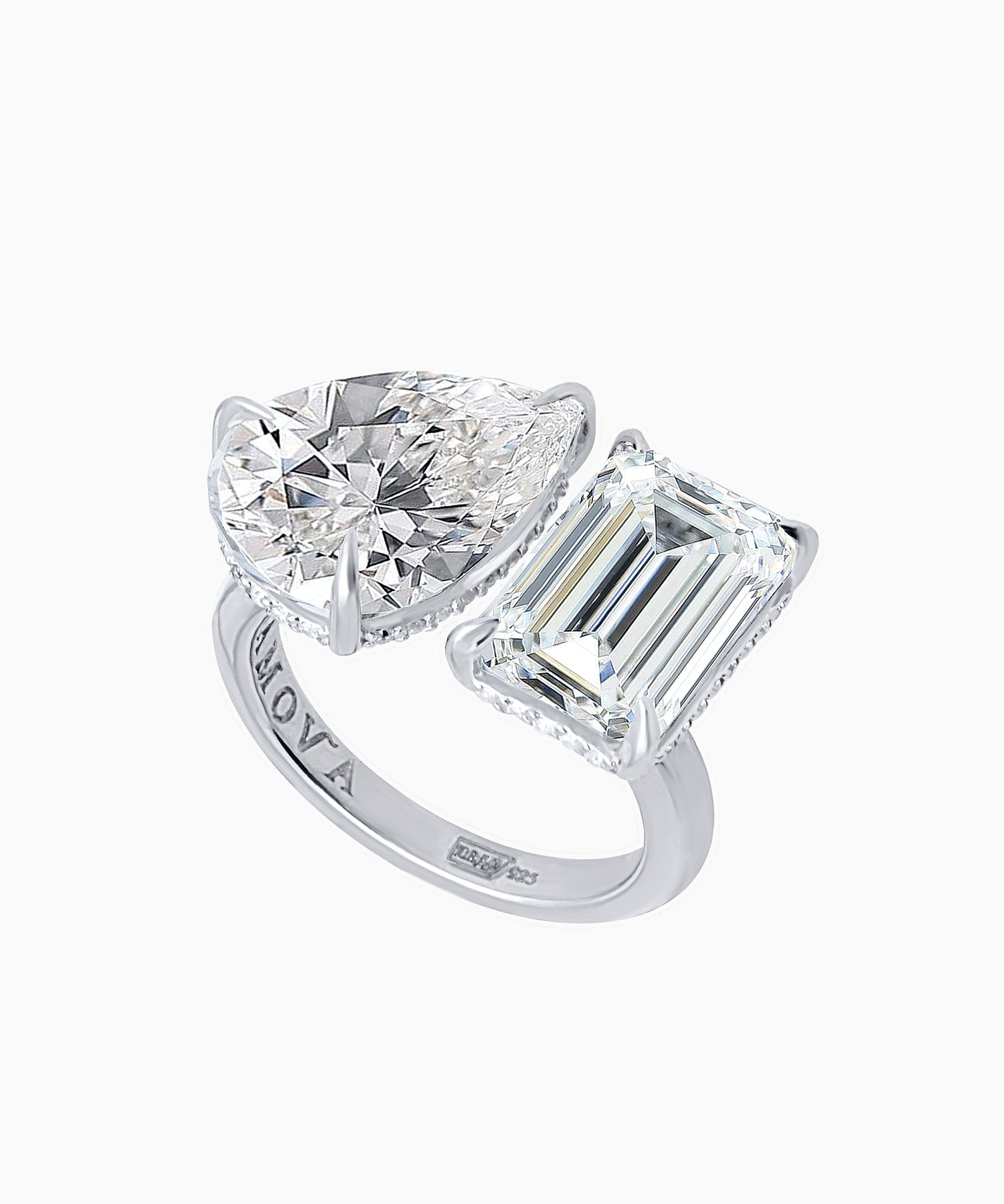 Asymmetric Clear Fabulite Silver Ring