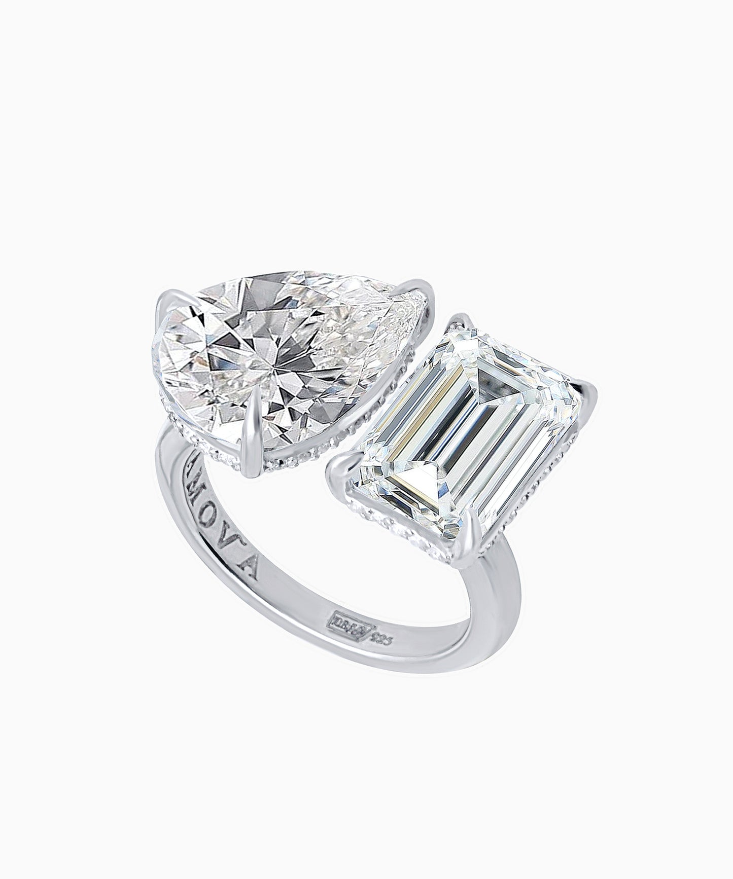 Asymmetric Clear Fabulite Silver Ring