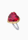 Red Corundum Heart Ring in Gold-Plated Sterling Silver