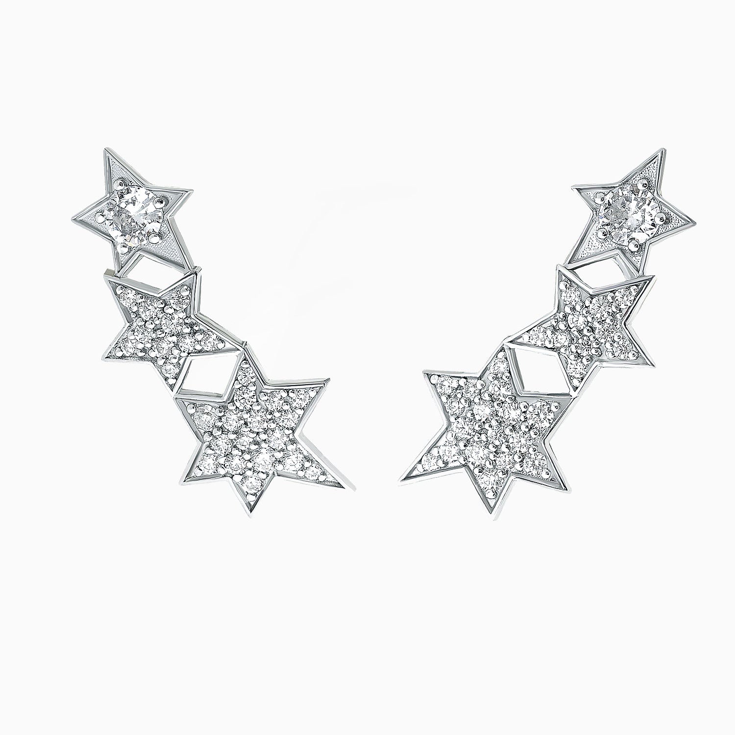 Milky Way Stud Earrings in White Rhodium-Plated Sterling Silver