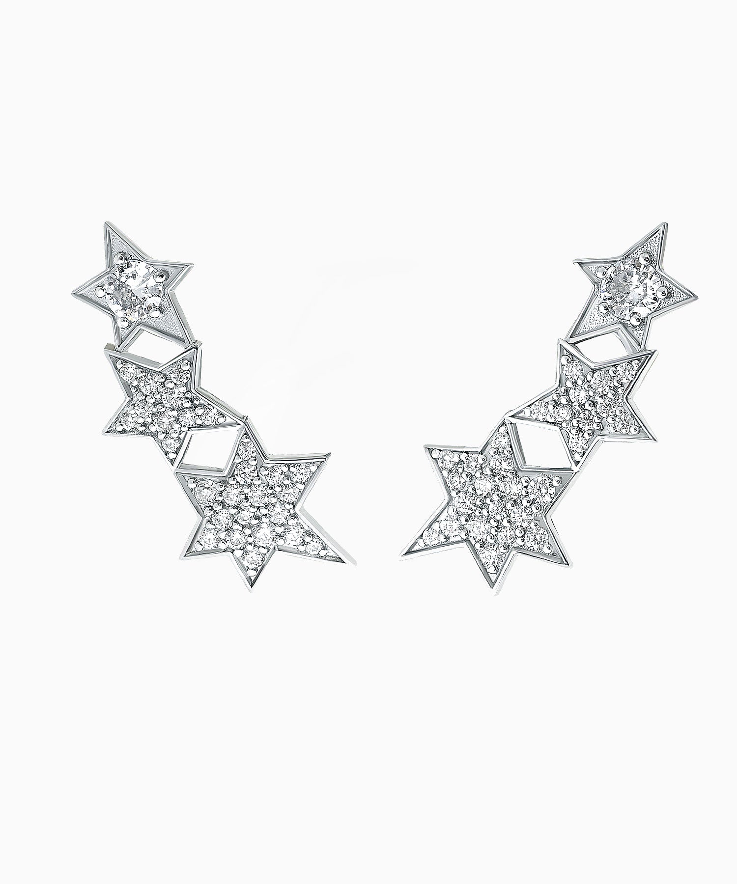 Milky Way Stud Earrings in White Rhodium-Plated Sterling Silver