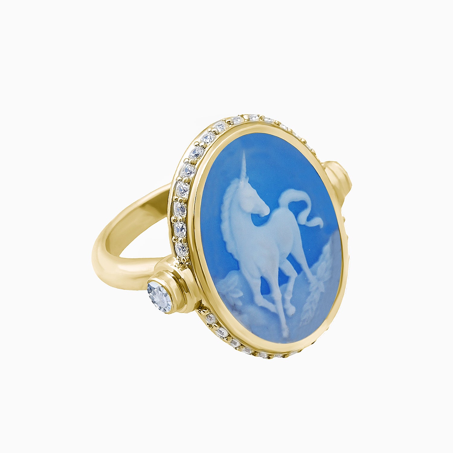 Gold-Plated Unicorn Cameo Ring