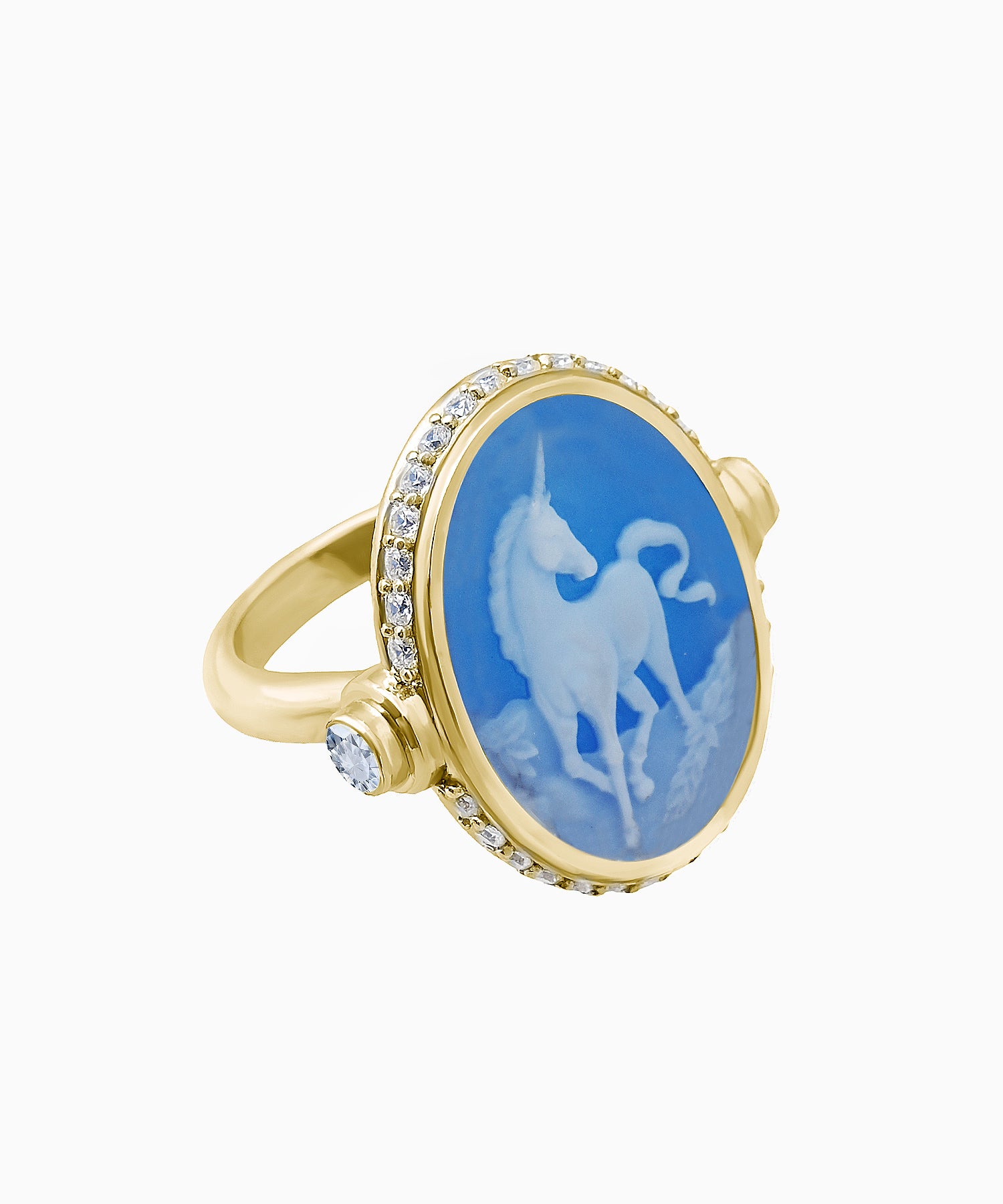 Gold-Plated Unicorn Cameo Ring