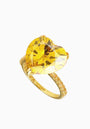 Gold-Plated Silver Ring with Heart-Cut Yellow Fabulite